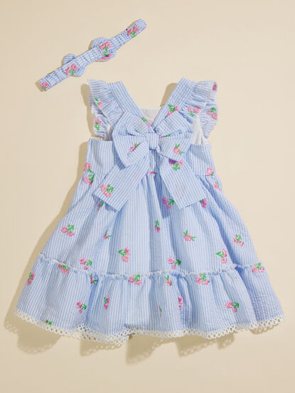 Everlee Seersucker Dress and Bow Toddler Set - TULLABEE