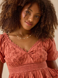 Addison Embroidered Babydoll Top Detail 3 - TULLABEE