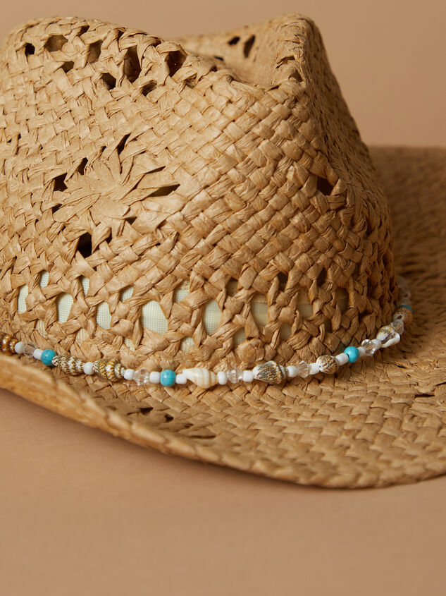 Shell Trim Straw Cowboy Hat Detail 2 - TULLABEE