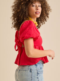 Nia Tie Back Babydoll Top Detail 2 - TULLABEE