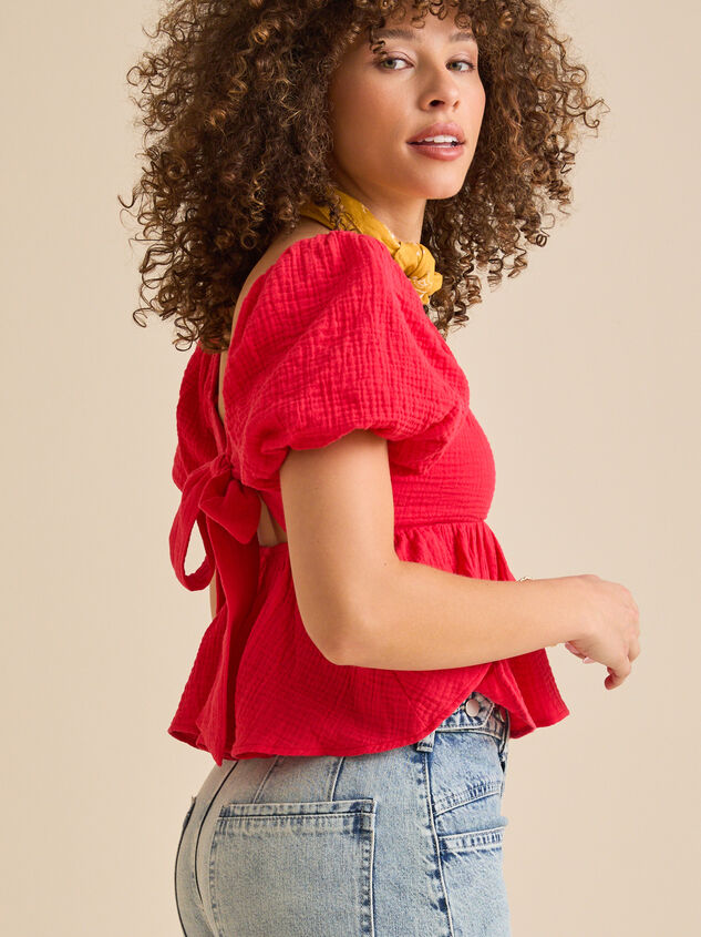 Nia Tie Back Babydoll Top Detail 2 - TULLABEE
