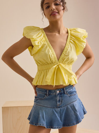 Hayden Denim Mini Skort - TULLABEE
