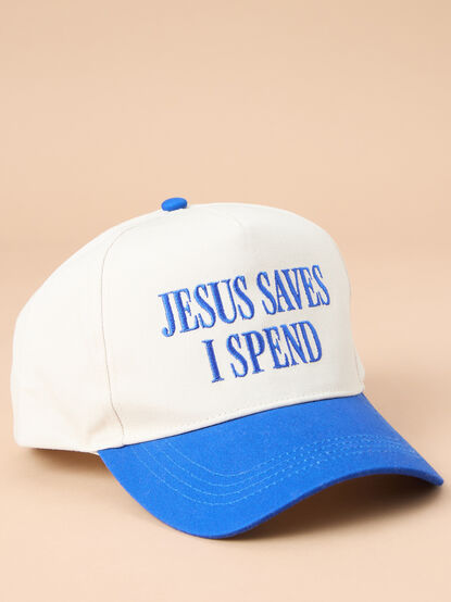 Jesus Saves I Spend Trucker Hat - TULLABEE