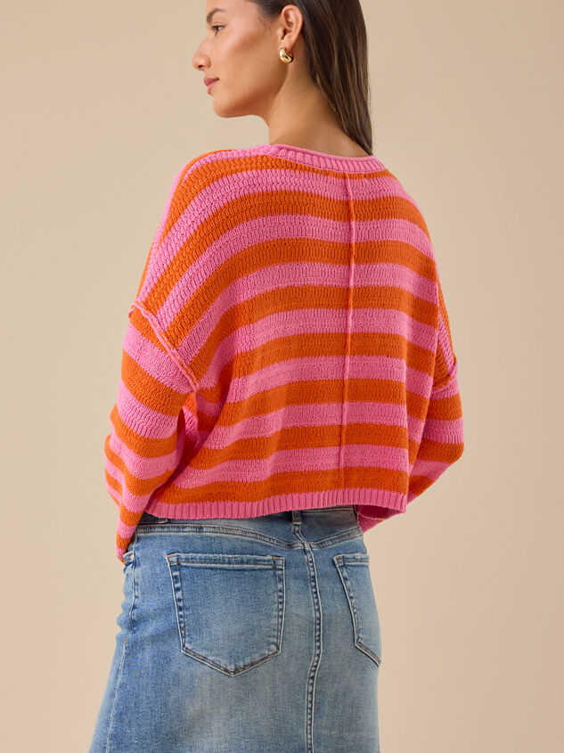 Delphine Bright Stripe Sweater Detail 5 - TULLABEE