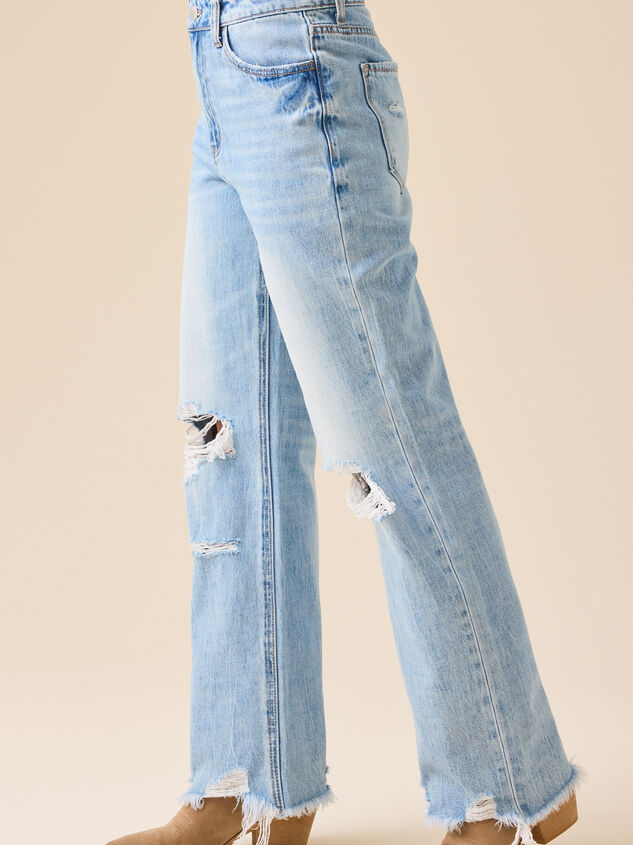 Rhea Distressed Straight Jeans Detail 3 - TULLABEE