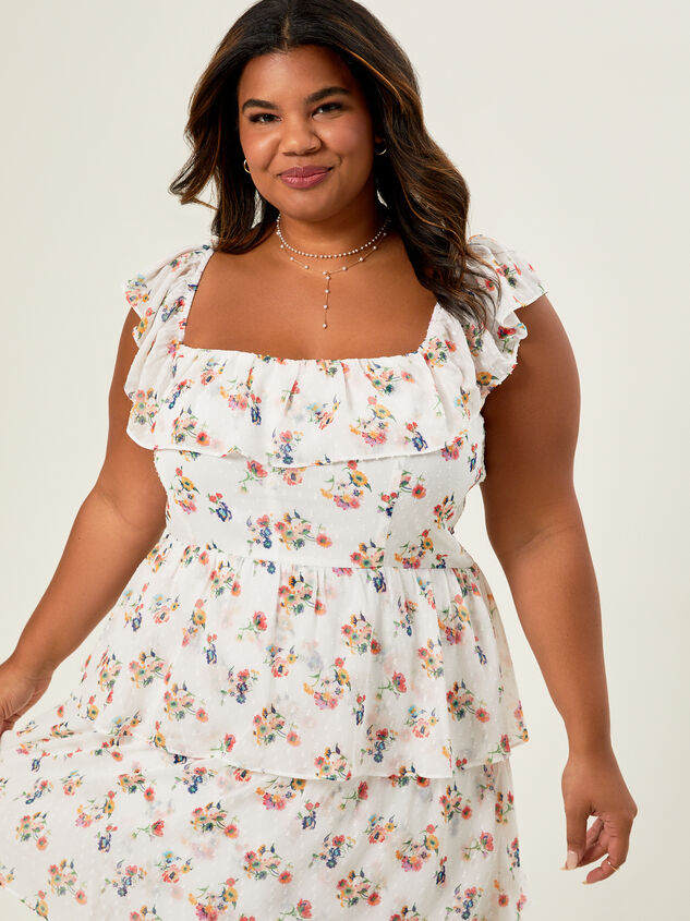 Lucy Floral Tiered Dress Detail 5 - TULLABEE