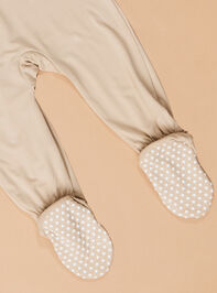 Cozy Sand Zip Footie Detail 3 - TULLABEE