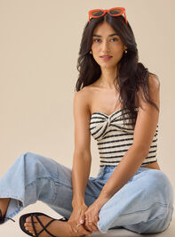 Kimmy Twist Front Tube Top Detail 3 - TULLABEE
