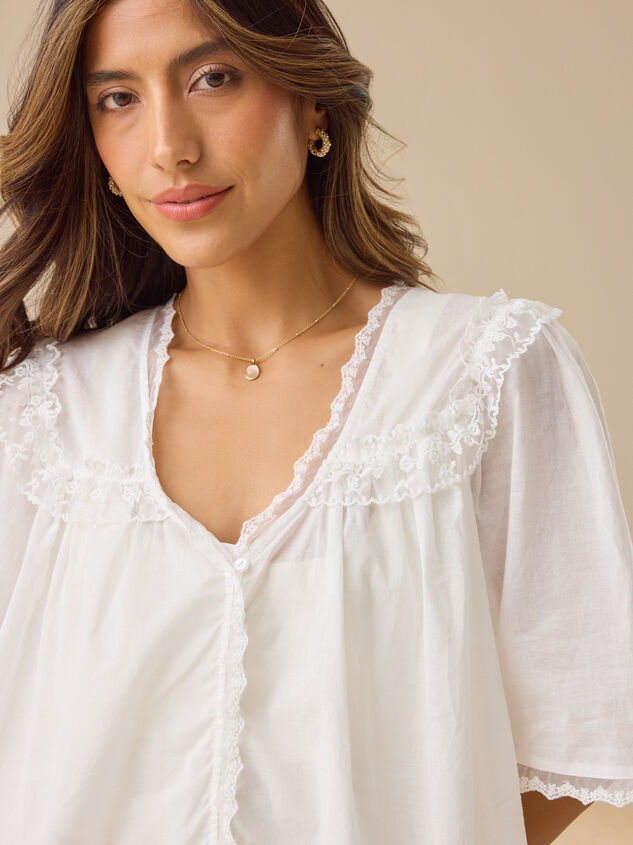Regan Lace Trim Babydoll Top Detail 3 - TULLABEE