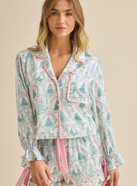 Penny Satin Christmas Sleep Top Detail 4 - TULLABEE