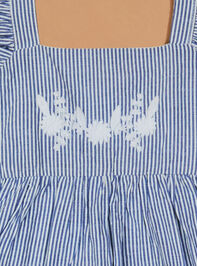 Jane Striped Floral Embroidered Bubble Detail 3 - TULLABEE