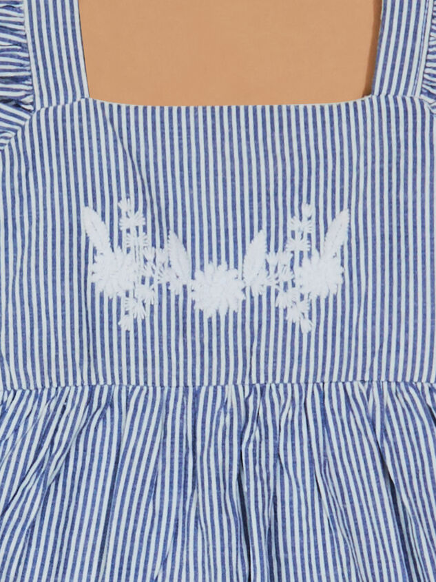 Jane Striped Floral Embroidered Bubble Detail 3 - TULLABEE