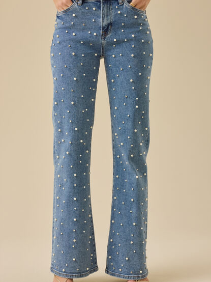 Karter Embellished Straight Leg Jeans - TULLABEE