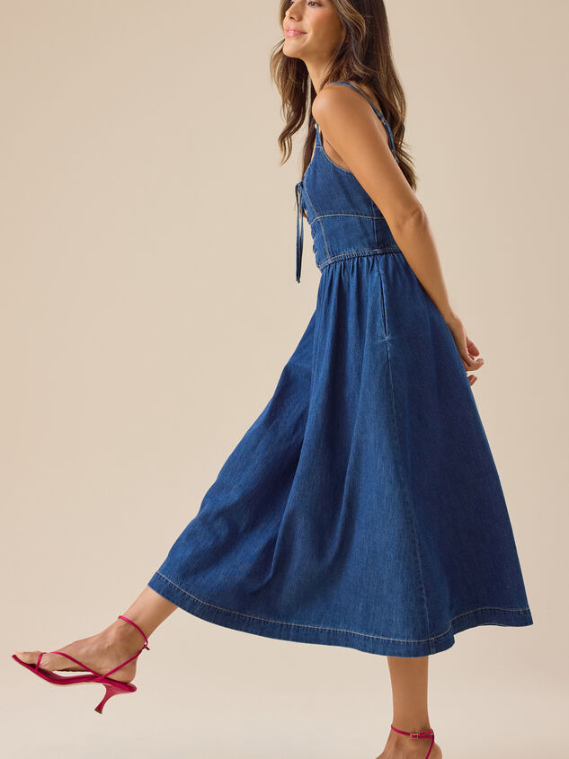 Quinlan Denim Midi Dress Detail 3 - TULLABEE