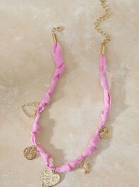 Sweetheart Fabric Knot Charm Necklace - TULLABEE