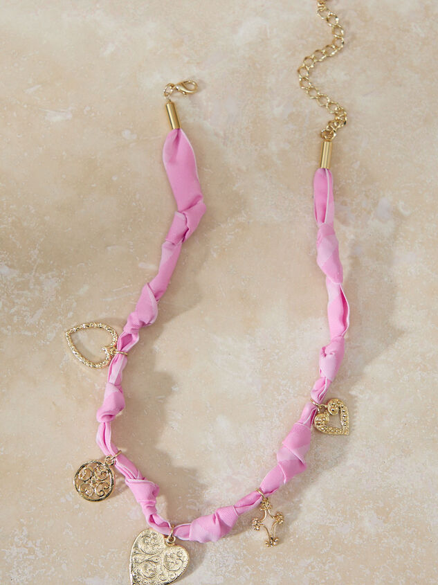 Sweetheart Fabric Knot Charm Necklace - TULLABEE