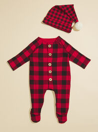 Liam Checkered Footie and Hat by MudPie Detail 2 - TULLABEE