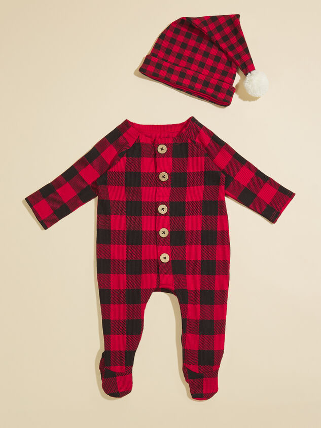 Liam Checkered Footie and Hat by MudPie Detail 2 - TULLABEE