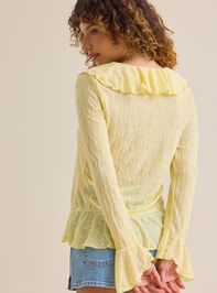 Luciana Embroidered Ruffle Cardigan Detail 4 - TULLABEE