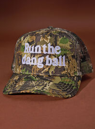 Run The Dang Ball Camo Trucker Hat - TULLABEE