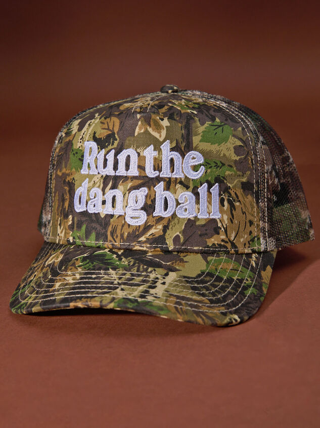 Run The Dang Ball Camo Trucker Hat - TULLABEE
