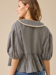 Greyson Gingham Tie Front Top Detail 5 - TULLABEE