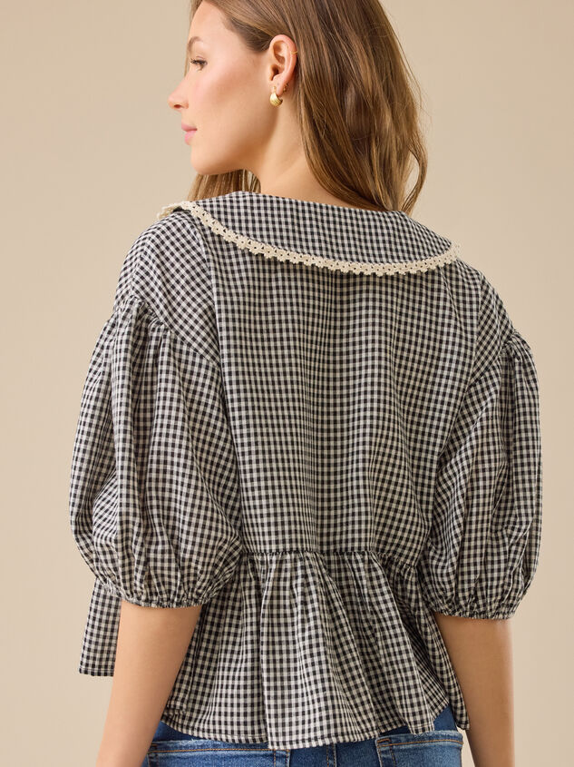 Greyson Gingham Tie Front Top Detail 5 - TULLABEE