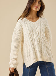Ella Mixed Cable Sweater Detail 2 - TULLABEE