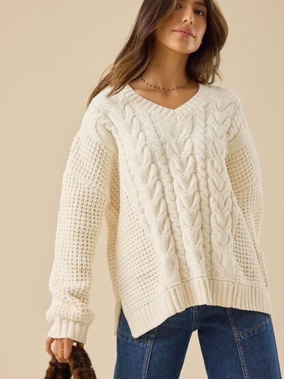 Ella Mixed Cable Sweater - TULLABEE