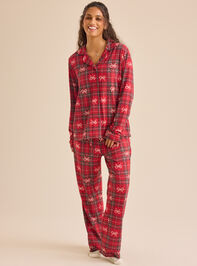 Hadley Bow Plaid Mama Lounge Set Detail 3 - TULLABEE