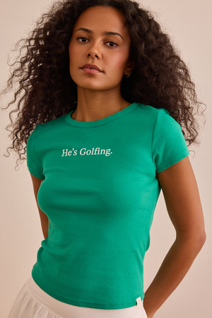 He's Golfing Baby Tee - Altar'd State