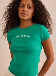 He's Golfing Baby Tee Detail 2 - TULLABEE