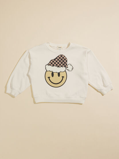 Checkered Santa Smiley Sweatshirt - TULLABEE