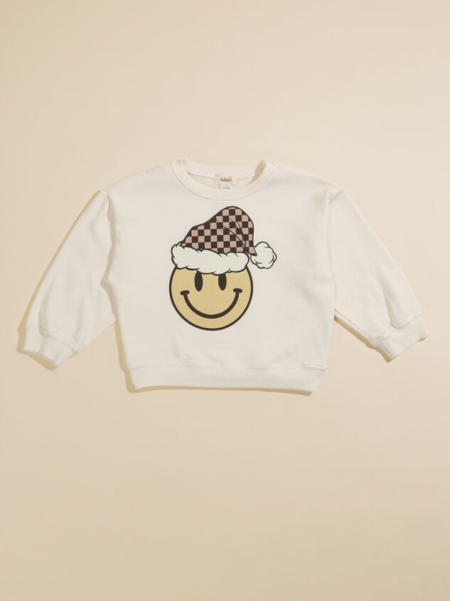 Checkered Santa Smiley Sweatshirt Detail 2 - TULLABEE