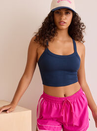 Midnight Scoop Neck Ribbed Tank Detail 2 - TULLABEE