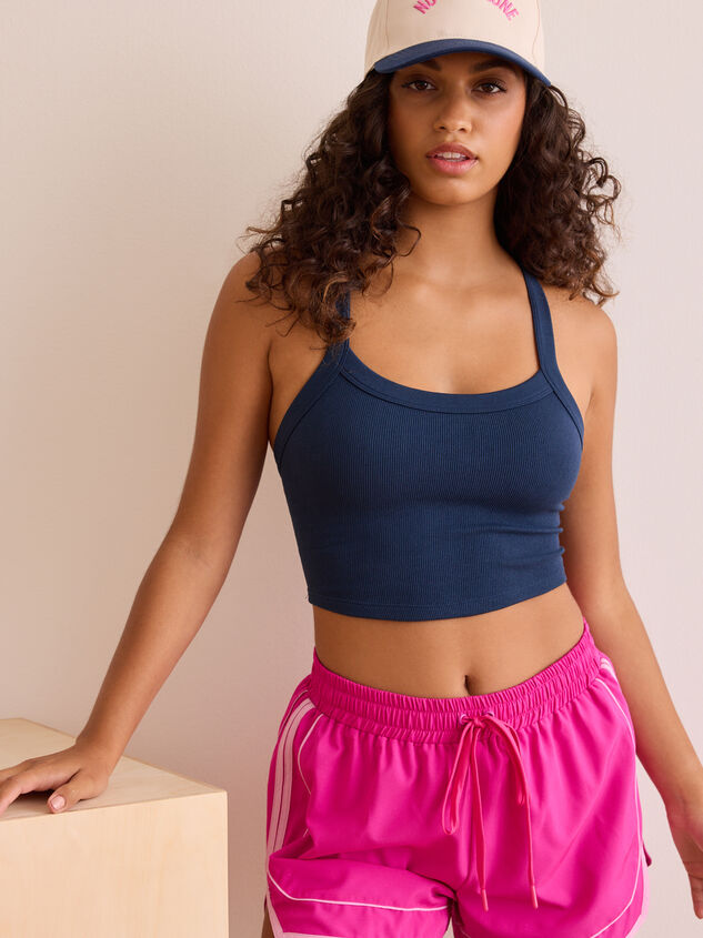Midnight Scoop Neck Ribbed Tank Detail 2 - TULLABEE