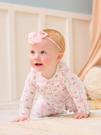 Floral Bow Collar Footie - TULLABEE