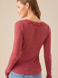 Victoria Lace Ribbed Top Detail 5 - TULLABEE