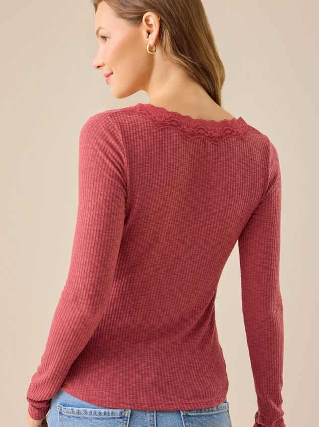 Victoria Lace Ribbed Top Detail 5 - TULLABEE