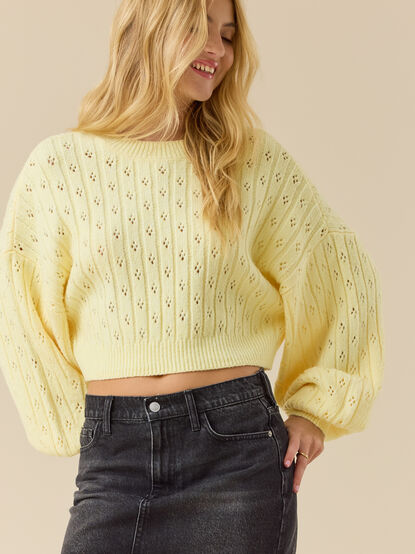 Anastasia Cropped Pointelle Sweater - TULLABEE