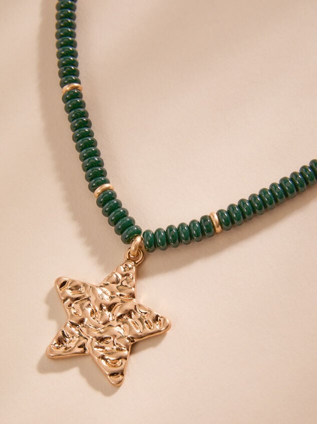 Hammered Star Beaded Necklace Detail 2 - TULLABEE
