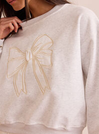 In Bow Motion Embroidered Cropped Pullover Detail 2 - TULLABEE