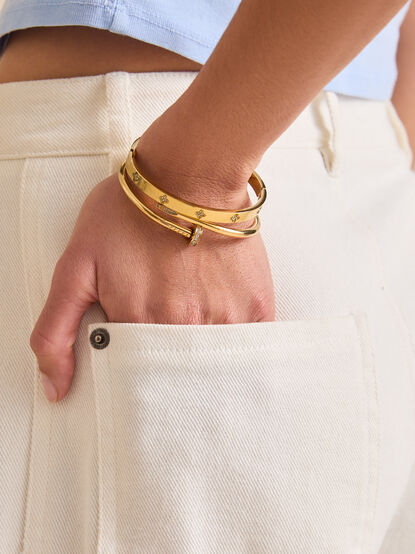 Stainless Steel Wrapped Nail Bangle Set - TULLABEE