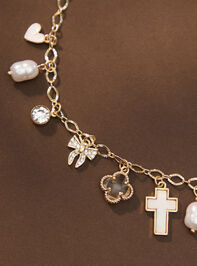 Cross Pearl Charm Necklace - TULLABEE