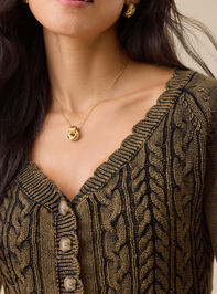 Claudia Scalloped Cable Cardigan Detail 3 - TULLABEE