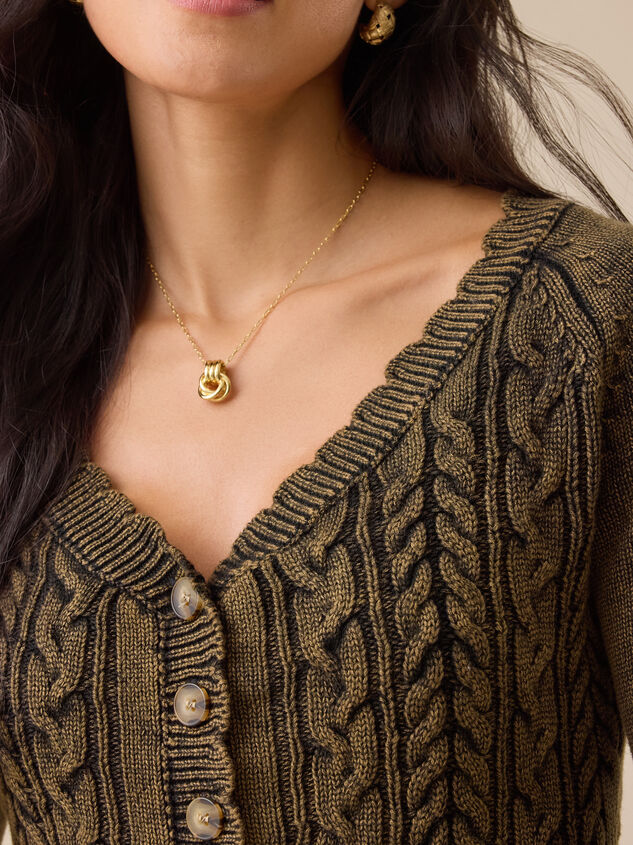 Claudia Scalloped Cable Cardigan Detail 3 - TULLABEE