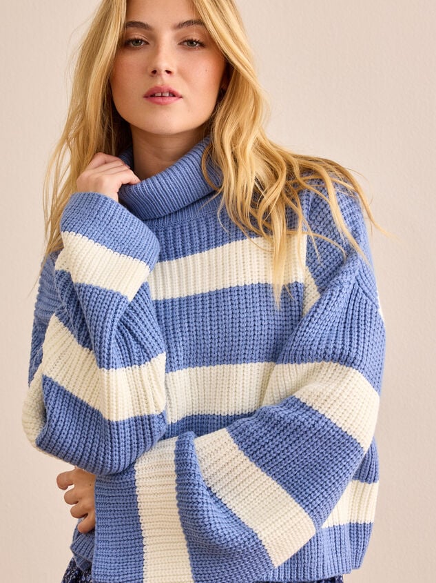 Spirit Stripe Turtleneck Sweater Detail 2 - TULLABEE