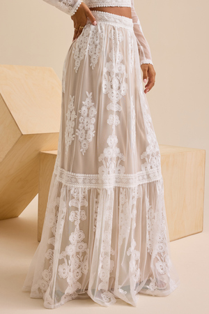 Arissa Floral Embroidered Maxi Skirt - Altar'd State - 