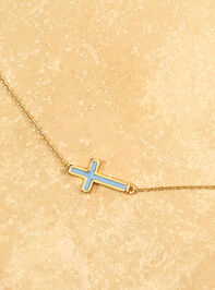 18K Gold Blue Cross Necklace - TULLABEE