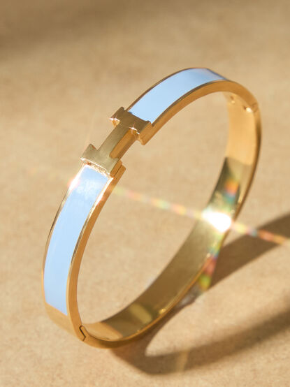 Stainless Steel H Bangle Bracelet - TULLABEE